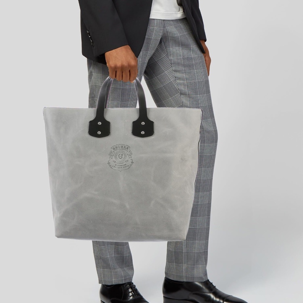 Ghurka Gray & Black Leather Broadway II Large Tote - Picture 10 of 10
